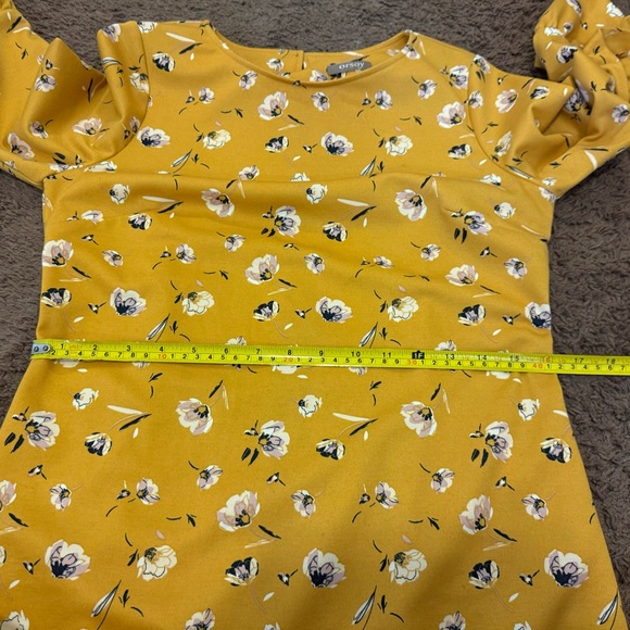 2 FOR $25 Orsay Mustard Yellow Sheath Shift Floral Dress Bell Sleeve 38 6 8 M - Picture 10 of 10